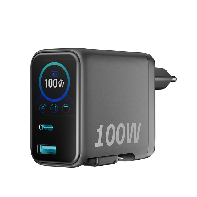 AI display 100W retractable Gan Charger Fast Charging Type-c Power Adapter for Multiple devices Fast charger 1C1A