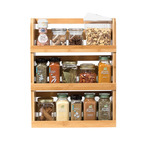 Sample available modern kitchen countertop bamboo wooden spice organizer shelf 3 tier spice rack organizer
