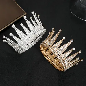 Tiara corona boda y concurso de cumpleaños de los niños cristal diadema de novia de diamantes de imitación mujer belleza CORONA DE LA REINA DE Tiaras