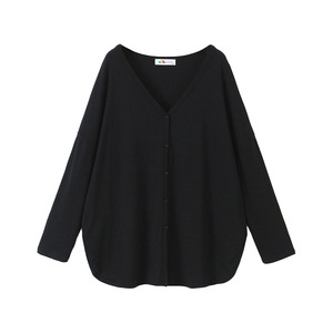 Cárdigan de Manga Larga con Cuello en V para Mujer, Corte Holgado, Fino y Transpirable, Talla Grande, Estilo Relajado para Otoño - Product Image 1