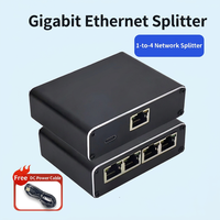 Splitter Ethernet Gigabit 1000Mbps 1 ke 4 Hub Aktif RJ45 Online Simultan dengan Port Daya USB-C Splitter Jaringan Aluminium