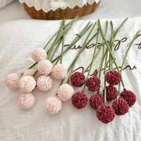 Fleurs artificielles en gros, tiges de Craspedia dorées réalistes faites à la main en plastique, pour la décoration moderne de la maison, du bureau et des fêtes