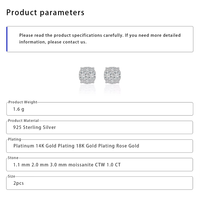 Boucles d'oreilles en argent sterling 925 plaqué or en forme de fleur, serties de moissanite, style hip-hop, vente en gros RTS
