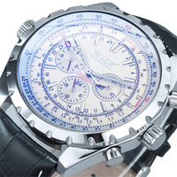 Herren Edelstahl Automatik-Mechanikuhr Wasserdicht Chronograph Leuchtende Zeiger Charm-Stil