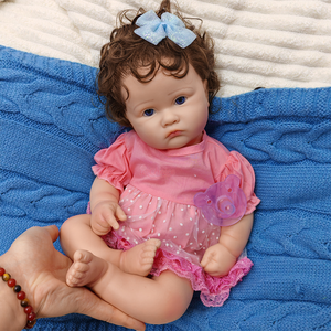 Poupées chinoises compactes en silicone, exquises, avec cheveux bouclés implantés à la main, 18 pouces, pour bébés filles, jouets de poupées aux détails anatomiques réalistes - Product Image 3