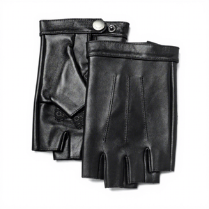 Gants de conduite en peau de mouton vintage respirants thermiques mi-doigts pour hommes, style européen et américain, pour voiture et moto - Product Image 4