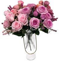 Neuer Großhandel Handgefertigter Seiden-Kunstblumen-Hochzeitsstrauß Rose Blumenstrauß Kleine Dekoration Hochwertige Rose Erntedankfest