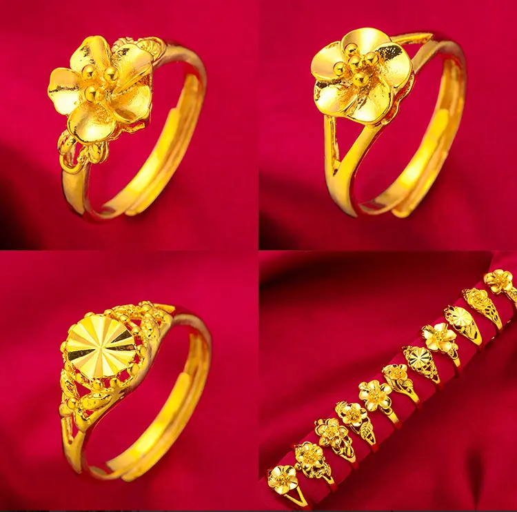 Hot Selling 24K Plated Jewelry Design Jewelry Gold Wedding Bride Woman Man Ring Wholesale Gold Wedding FashionJewelry Ring