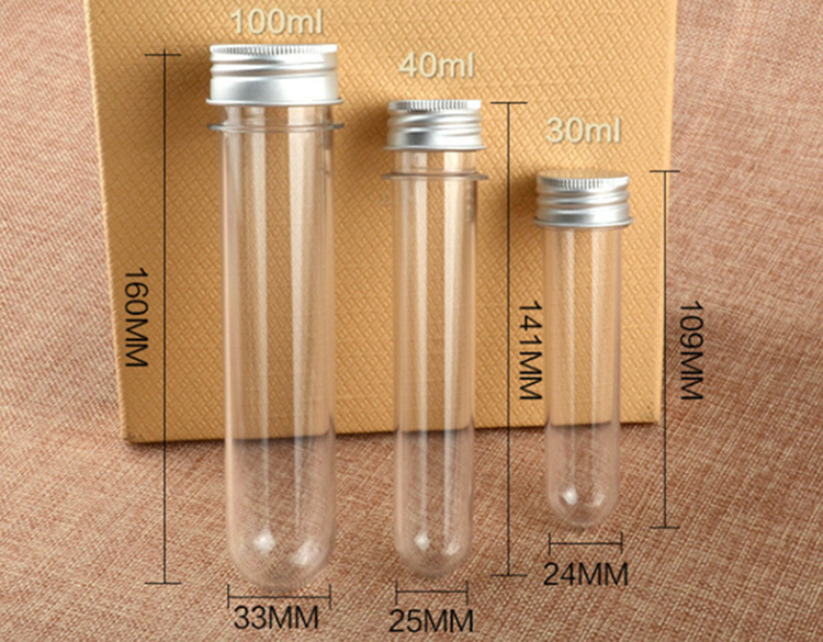 Tube transparent + bouchon argenté