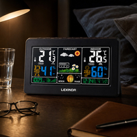 Thermomètre hygromètre numérique mural multifonction pour la maison, station météo intelligente sans fil avec horloge, prévisions et alarme