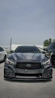 Pare-chocs avant de haute qualité en fibre de carbone véritable style AIMGAIN avec décoration de lèvre pour Infiniti Q50 Q50S Skyline V 37 400R 2014