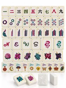 Juego de Mahjong Americano de Acrílico de Lujo con Diseño Floral de Pavo Real, Juego de Mesa Decorativo, Regalo - Product Image 3