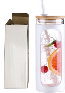 Taza de Café de Vidrio Borosilicato de Doble Pared Transparente de 500 ml (16 oz) con Tapa de Bambú y Pajita para Beber Directo, Gran Venta 2023 - Product Image 5