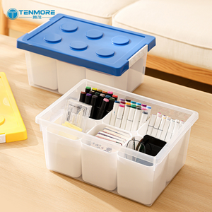 Caja de Almacenamiento Multifuncional Estilo Bloques de Construcción con 6 Insertos Extraíbles, Organizador de <span class=keywords><strong>Juguetes</strong></span> Apilable <span class=keywords><strong>para</strong></span> Niños - Product Image 1