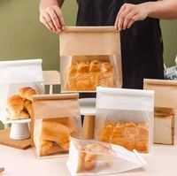 Sacs en papier kraft brun pour boulangerie avec fenêtre, logo personnalisé imprimé, qualité alimentaire, résistant à la graisse