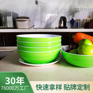 Tazón redondo de plástico bicolor, de gran diámetro, tazón colorido de imitación de cerámica, tazón apto para alimentos para ensaladas de frutas y verduras. - Product Image 2