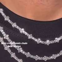 Hip Hop Fashion 10mm 925 Sterling Silver VVS Moissanite Diamond Iced Out Star Cross Link HipHop Collier Chaîne