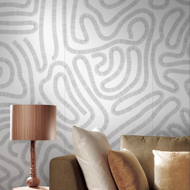 Custom Contemporary Minimalist Mural Wallpaper Contour Line Textured Design Wall Paper for Hotel Home Living Room Easy to Clean