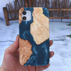 Étui de téléphone portable en bois de luxe personnalisé OEM pour 11/12/13 Pro, design en agate, bois de bambou, étanche, holographique - Product Image 5