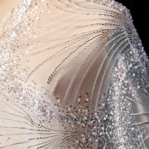 結婚式のための最も人気のある白いブライダル刺繍ビーズレース生地 - Product Image 2