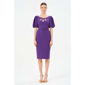 Veste décontractée chic pour femme DANS, couleur violette, manches longues, col rond, motif uni, épaisseur standard, toutes saisons, modèle 1560 - Product Image 1