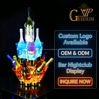 Seau à glace lumineux LED en plastique à 3 niveaux, empilable et librement combinable, pour service de bouteilles VIP en club de luxe