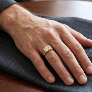 Anillos de Compromiso de Oro Sólido de 10K, 14K y 18K para Hombre con Piedras Preciosas, Anillo de Aniversario de Bodas con Gema de Corte Asscher Cuadrado de 2-5CT en Oro Real - Product Image 4