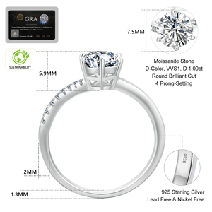 Women's Solitaire Engagement Moissanite Promise <b>Rings</b> GRA Diamond VVS1 Wedding Bands <b>925</b> Sterling <b>Silver</b> Moissanite Jewelry <b>Ring</b> - Product Image 2