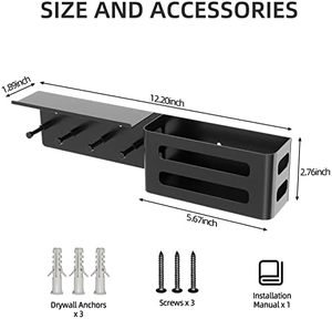 MKO 4 ganchos Metal madera llavero sala de estar montaje en pared correo organizador llavero con bandeja fácil adhesivo hogar herramienta negro - Product Image 4