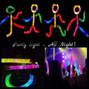 PopTube発光圧力緩和水パイプ、ストライプテレスコピック、光ストレッチ付きDIY LED玩具、圧力リリーフ - Product Image 4