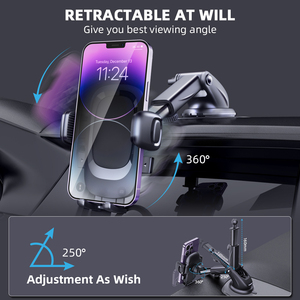 Retractable <strong>Car</strong> Phone Holder Strong Suction Cup 360&deg; Rotating <strong>Hands</strong>-<strong>Free</strong> Mount Dashboard/Windshield Universal For 4-7" Phones - Product Image 3