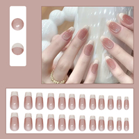 Faux ongles autocollants personnalisés en ABS, style œil de chat français, couvrance totale, 24 pièces, vente en gros, haute qualité