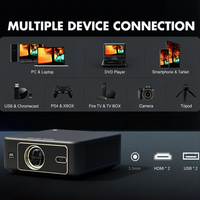 Projecteur à mise au point automatique et correction automatique de la distorsion trapézoïdale avec 1400 ANSI 1080P, design portable LED, calibrage automatique après mise sous tension