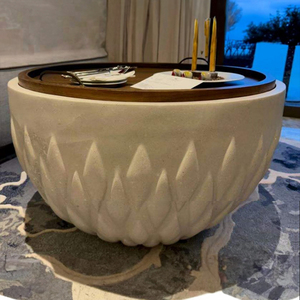 Meubles de jardin haut de gamme design, table à thé personnalisée en FRP de forme spéciale, table basse d'extérieur pour hôtel - Product Image 2