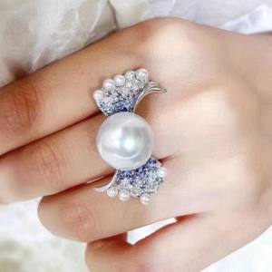 Bague en perle naturelle haut de gamme, version coréenne de luxe, avec boîte cadeau en argent pur, 10-11 mm, anti-explosion, beauté - Product Image 3