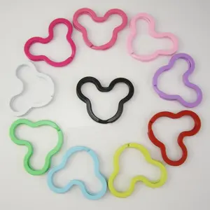 Porte-clés couleur arc-en-ciel Mickey en forme de tête bijoux fendu porte-clés porte-clés