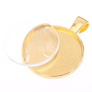 Supports de pendentifs à lunette ronde pour cabochons en verre de 25 mm, forme dôme ronde, pour caméos - Product Image 3