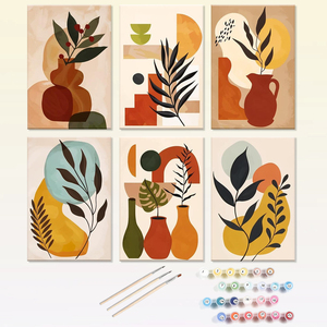 <span class=keywords><strong>Peinture</strong></span> par numéros de nature morte minimaliste, 6 pièces, style Art déco français moderne, kit acrylique DIY, livraison rapide en France par dropshipping - Product Image 1