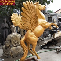 Statue de cheval en bronze, sculpture personnalisé en laiton brillant, Pegasus, taille de vie, décoration d'extérieur