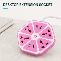 Stop Kontak Ekstensi Rumah Sakit Industri 10A dengan USB, Dilengkapi 4 Stop Kontak AC dan 4 Port USB-A dalam Warna Pink dan Putih