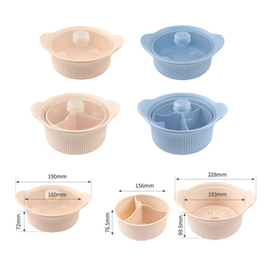 Vaporera de silicona con tapas, contenedor de almacenamiento de alimentos, olla vaporera para microondas con 3 compartimentos y asa - Product Image 2