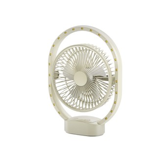 Ventilateur d'extérieur portable avec anneau LED, batterie rechargeable, moteur DC 5W, commande par bouton, pour le camping et la maison - Product Image 5