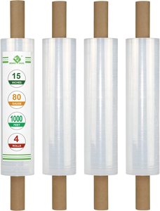 Film étirable transparent en PE souple anti-humidité HC Industrial 15 pouces x 1000 pieds 80 gauge avec poignée - Product Image 2