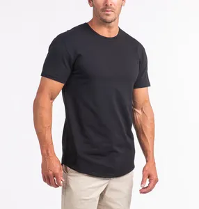 고품질 50/50 폴리 에스테르 면 bodybullting 셔츠 빈 드라이핏 스포츠 사용자 정의 슬림 핏 티셔츠 곡선 밑단 t 셔츠 남성용