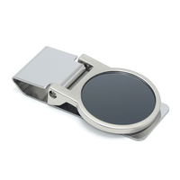Porte-monnaie simple rond en acier inoxydable pour cartes bancaires, billets de banque, porte-billets, porte-tickets, porte-monnaie en alliage de zinc, porte-monnaie en métal vierge