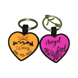Échantillons gratuits nouvelle étiquette de chien en silicone anti-perte en forme de coeur étiquette nominative personnalisée <span class=keywords><strong>Code</strong></span> QR Sublimation Style de mode pour chiens - Product Image 1