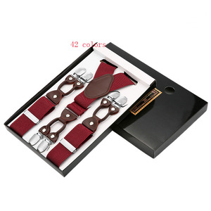 Thời Trang Treo Da Đen 6 Clip Niềng Răng Cổ Điển Giản Dị Suspensorio Tirante Quần Dây Đeo Bretele Cha/Món Quà Của Chồng - Product Image 1