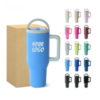 Vaso Térmico Personalizado de Acero Inoxidable de 40oz de Gran Capacidad con Aislamiento al Vacío para Viajes al Aire Libre, con Tapa Abatible Antiderrames, Pajita y Asa
