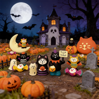 Veilleuse chat mignonne et apaisante, aimant de réfrigérateur, décoration d'Halloween, cadeau, mini veilleuse lune citrouille, objet de décoration de bureau quotidien