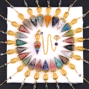 Xuyên biên giới con lắc tinh thể tự nhiên mã não bán quý nhựa hình lục giác hình nón Mặt dây chuyền cho tháng mười hai - Product Image 4